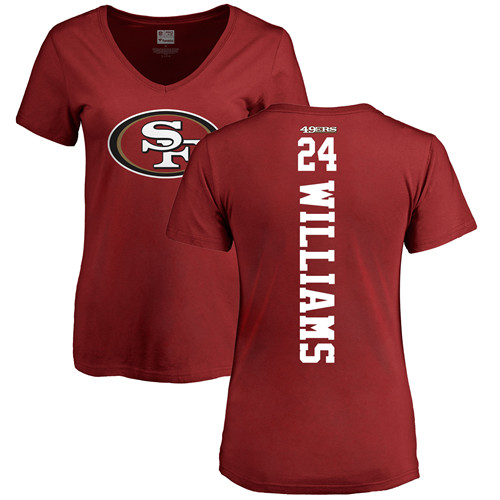 San Francisco 49ers Red Women K Waun Williams Backer #24 NFL T Shirt->women nfl jersey->Women Jersey
